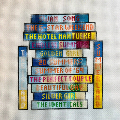 Elin Hilderbrand Summer Book Stack needlepoint canvas - Bargello Needlepoint