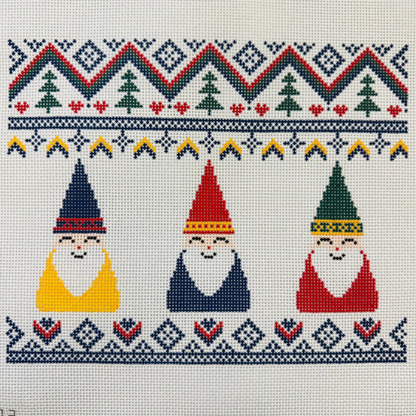 FAIR ISLE GNOMES needlepoint canvas - Bargello Needlepoint