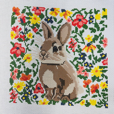 Floral Bunny needlepoint canvas - Bargello Needlepoint