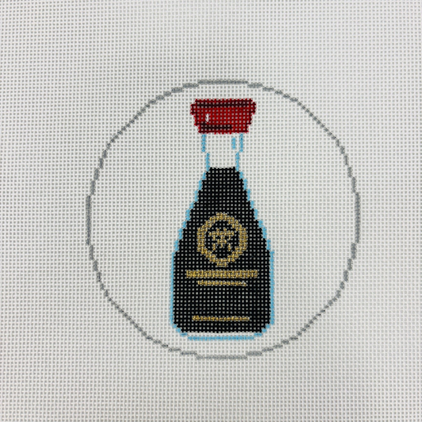 Food Truck Menu Item: Kikkoman Round Ornament needlepoint canvas - Bargello Needlepoint