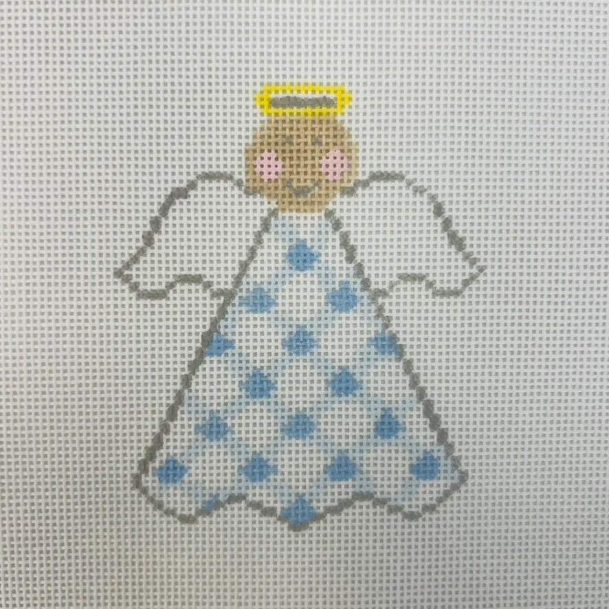 For Pete's Sake Pottery Angel Needlepoint Canvases - Blue Gingham needlepoint canvas - Bargello Needlepoint