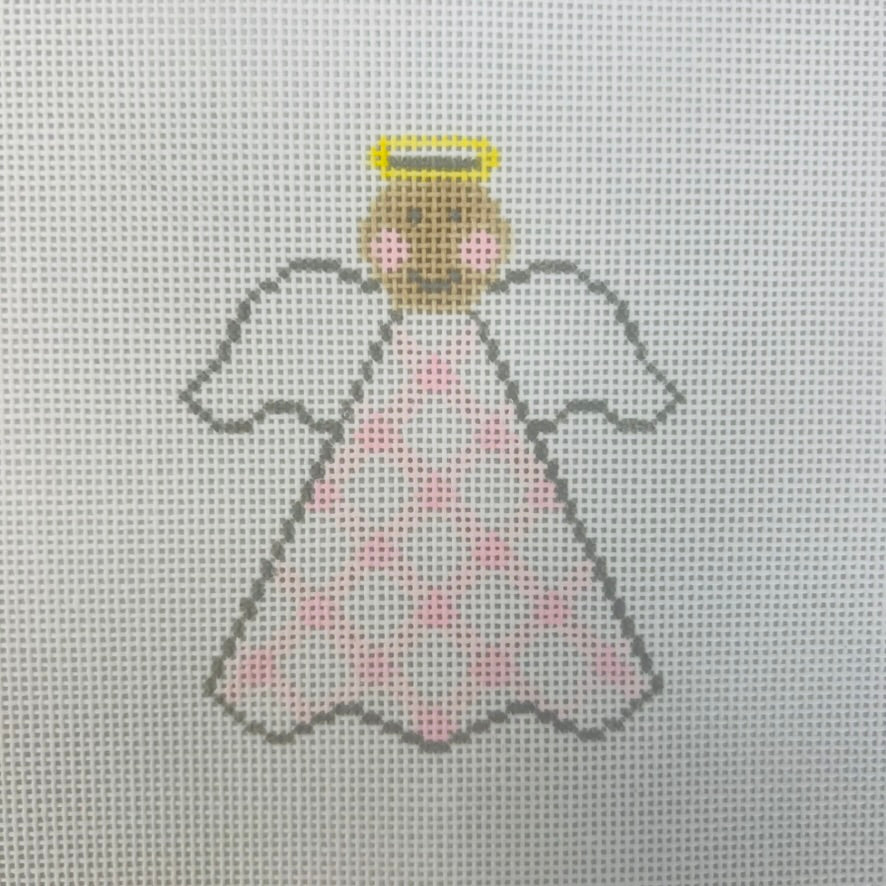 For Pete's Sake Pottery Angel Needlepoint Canvases - Pink Gingham needlepoint canvas - Bargello Needlepoint