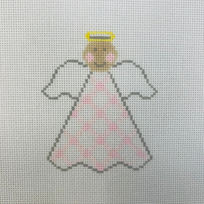 For Pete's Sake Pottery Angel Needlepoint Canvases - Pink Gingham needlepoint canvas - Bargello Needlepoint