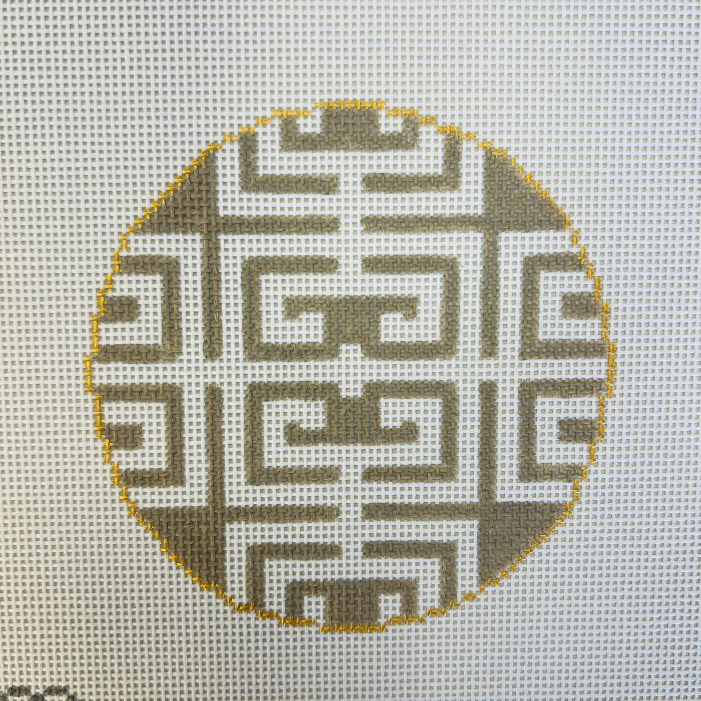 Fret in Taupe needlepoint canvas - Bargello Needlepoint