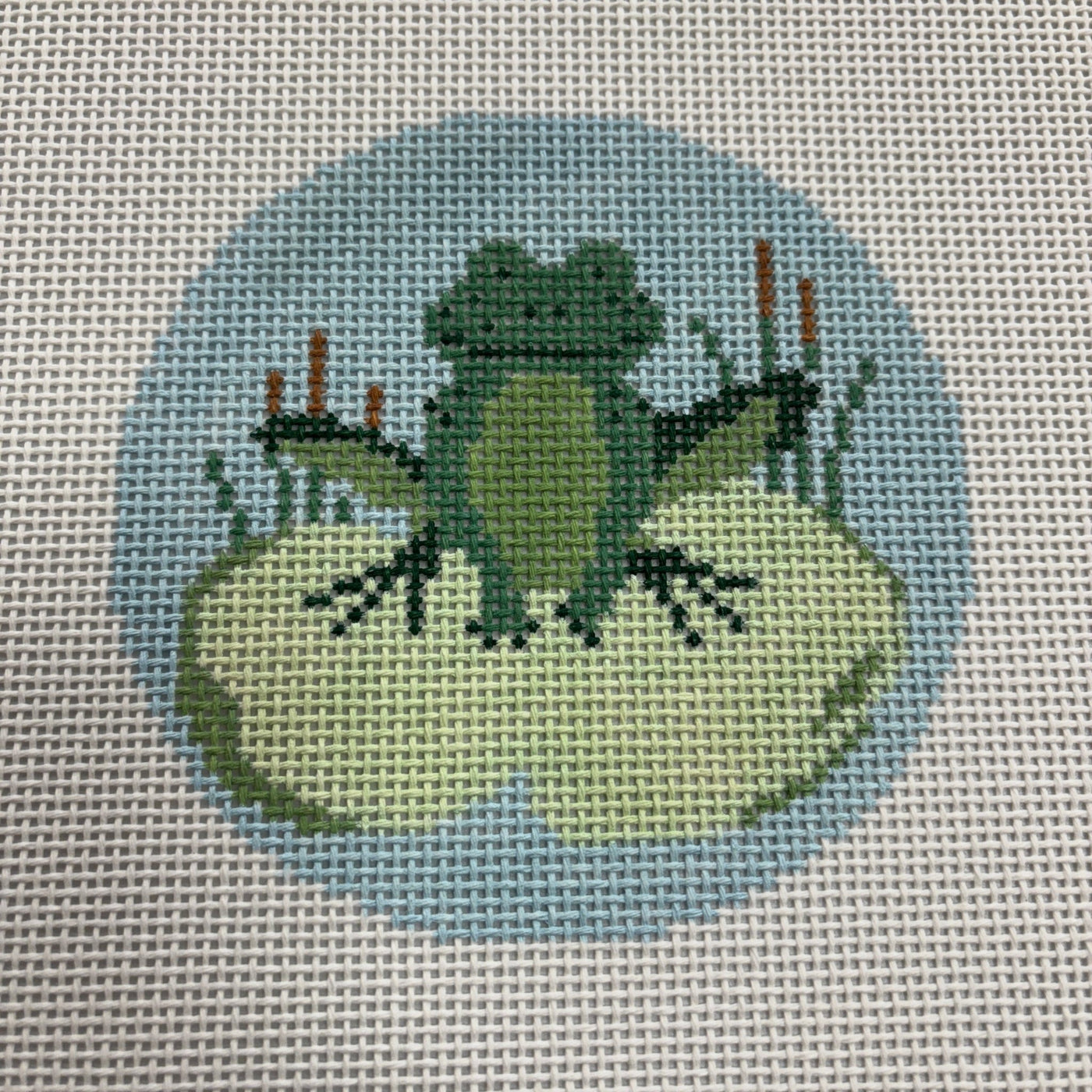 Frog on a Lily Pad Insert needlepoint canvas - Bargello Needlepoint