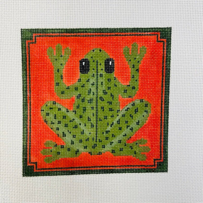 Frog on Orange needlepoint canvas - Bargello Needlepoint