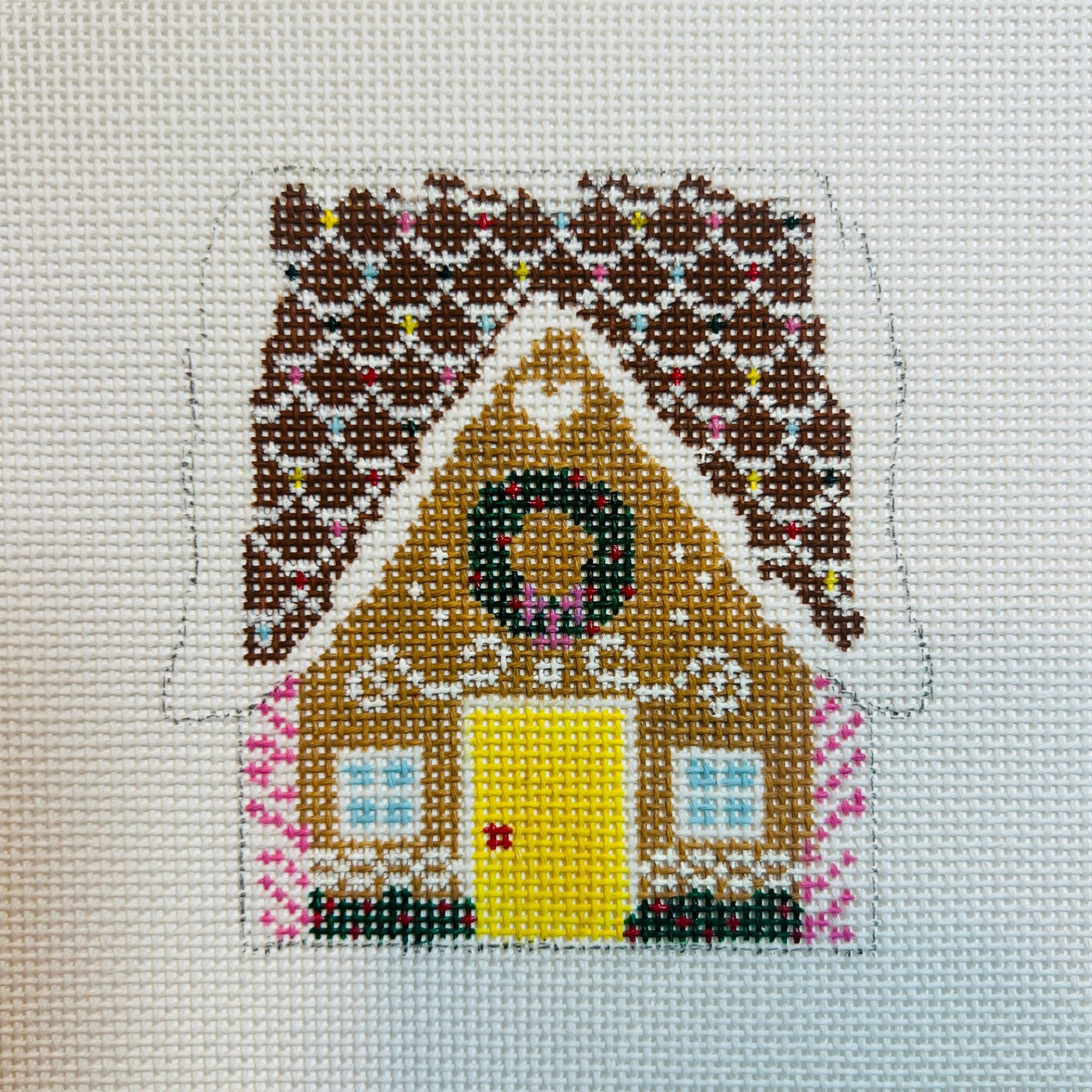 Gingerbread House needlepoint canvas - Bargello Needlepoint