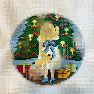 Girls In White Dresses With Blue Satin Sashes Ornament needlepoint canvas - Bargello Needlepoint