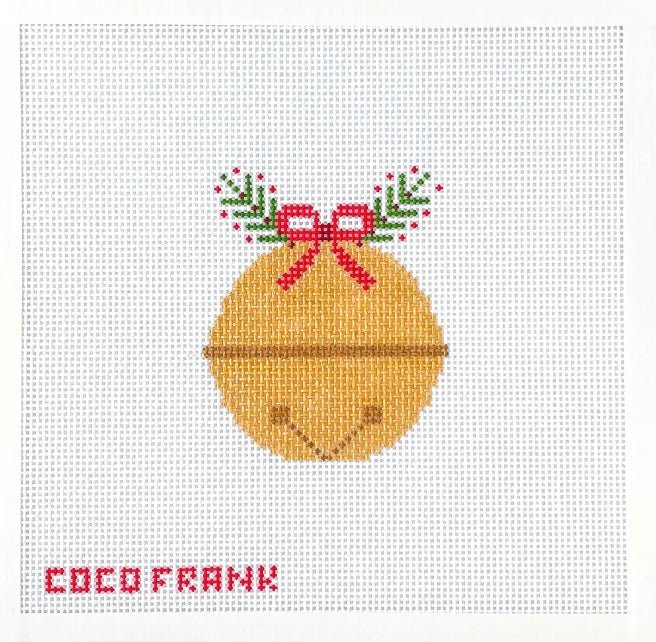 Gold Jingle Bell needlepoint canvas - Bargello Needlepoint