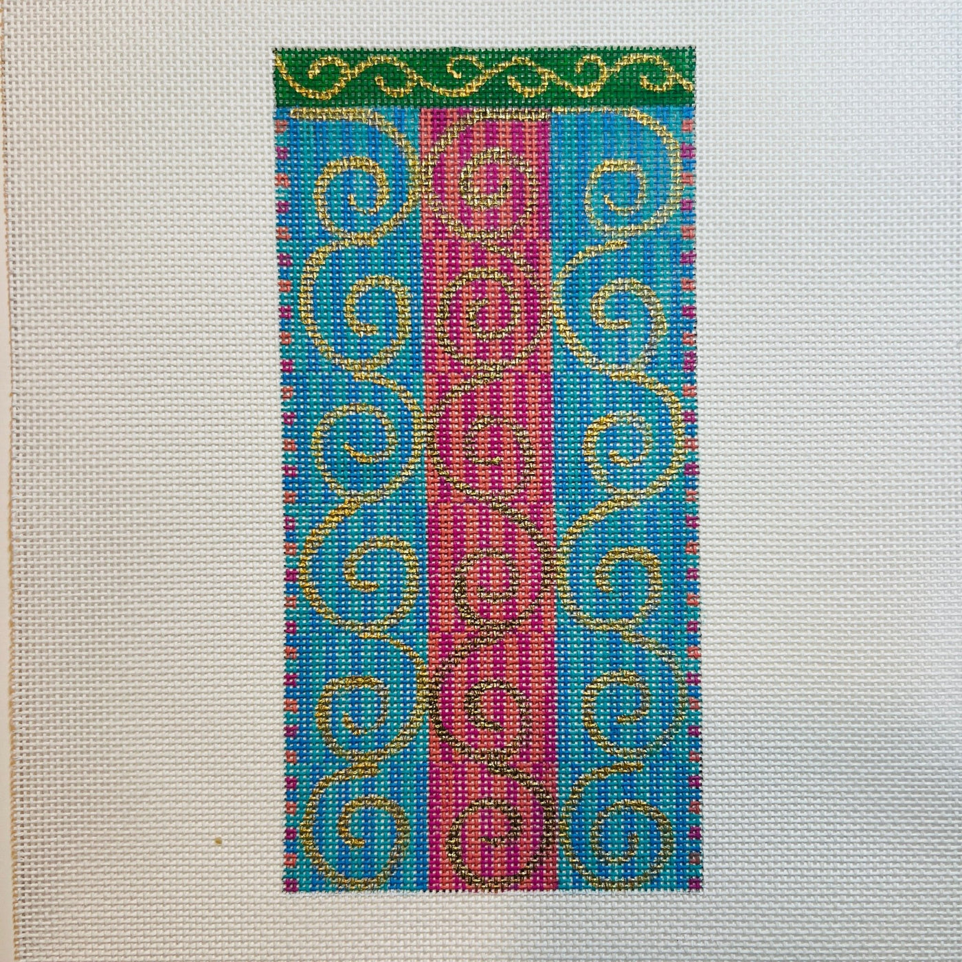 Gold Swirls Eyeglass Case needlepoint canvas - Bargello Needlepoint