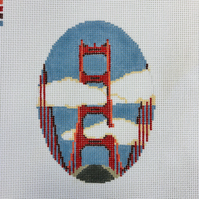 Golden Gate Bridge Oval Ornament needlepoint canvas - Bargello Needlepoint