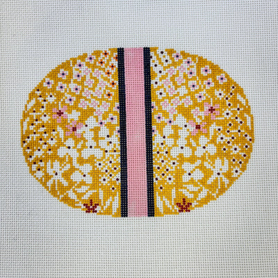 Golden Hour Flower Oval Insert for On - the - Go Self - Finishing Bag needlepoint canvas - Bargello Needlepoint