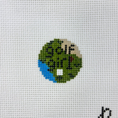 golf Girl Mini Round Insert needlepoint canvas - Bargello Needlepoint