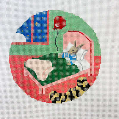 Goodnight Moon Bunny in Bed Ornament needlepoint canvas - Bargello Needlepoint