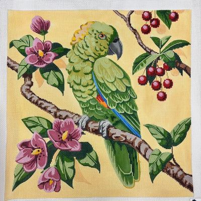 Green Parrot needlepoint canvas - Bargello Needlepoint