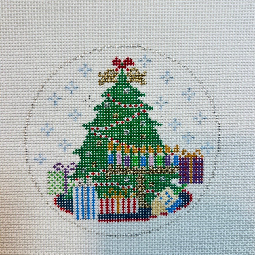 Hannukkah Tree Ornament needlepoint canvas - Bargello Needlepoint