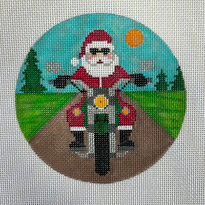 Harley Santa Ornament needlepoint canvas - Bargello Needlepoint