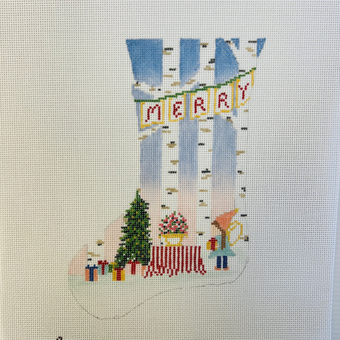 Have Yourself a Fairy Little Christmas Mini Stocking Ornament needlepoint canvas - Bargello Needlepoint