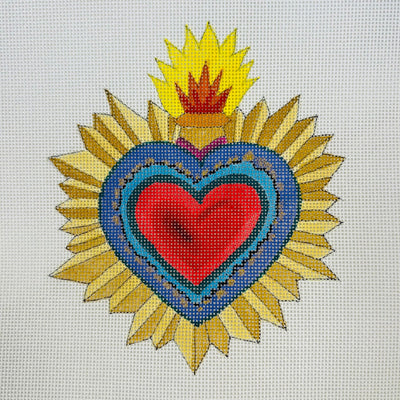 Heart with Flame needlepoint canvas - Bargello Needlepoint