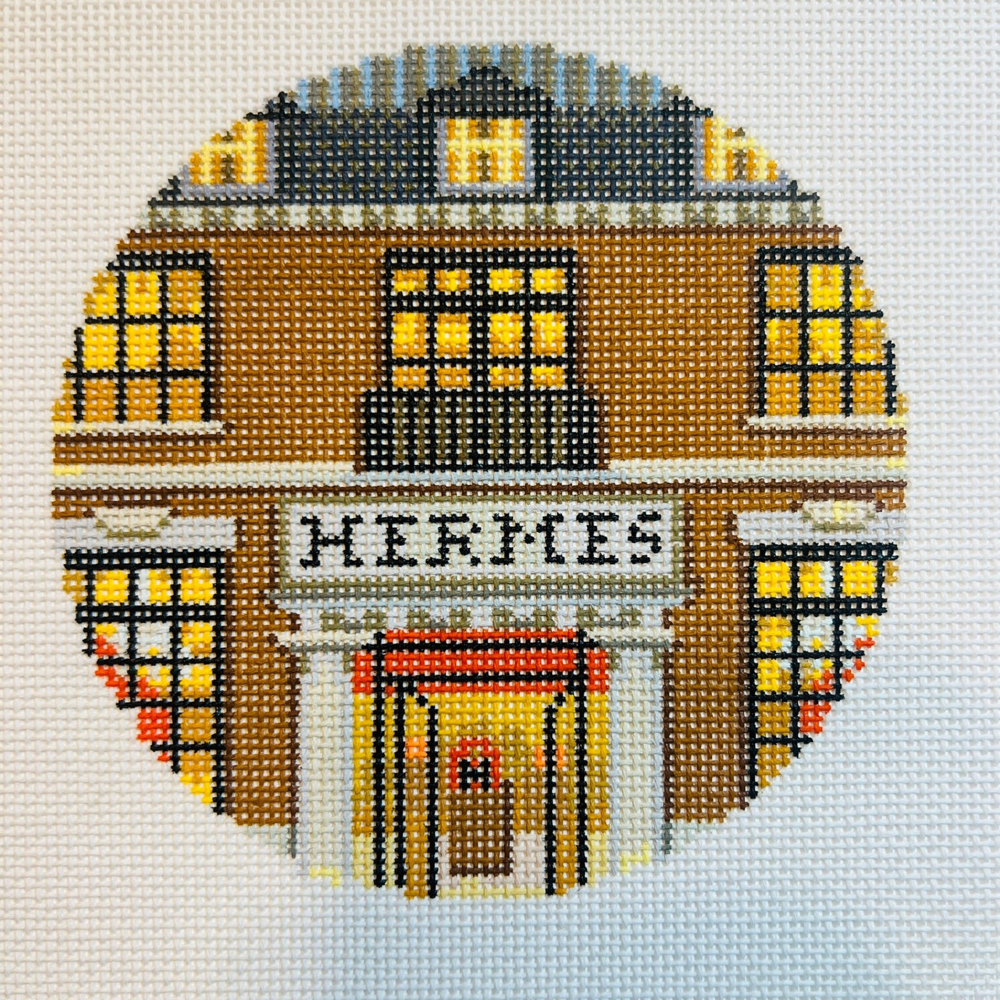 Hermes Storefront Ornament needlepoint canvas - Bargello Needlepoint