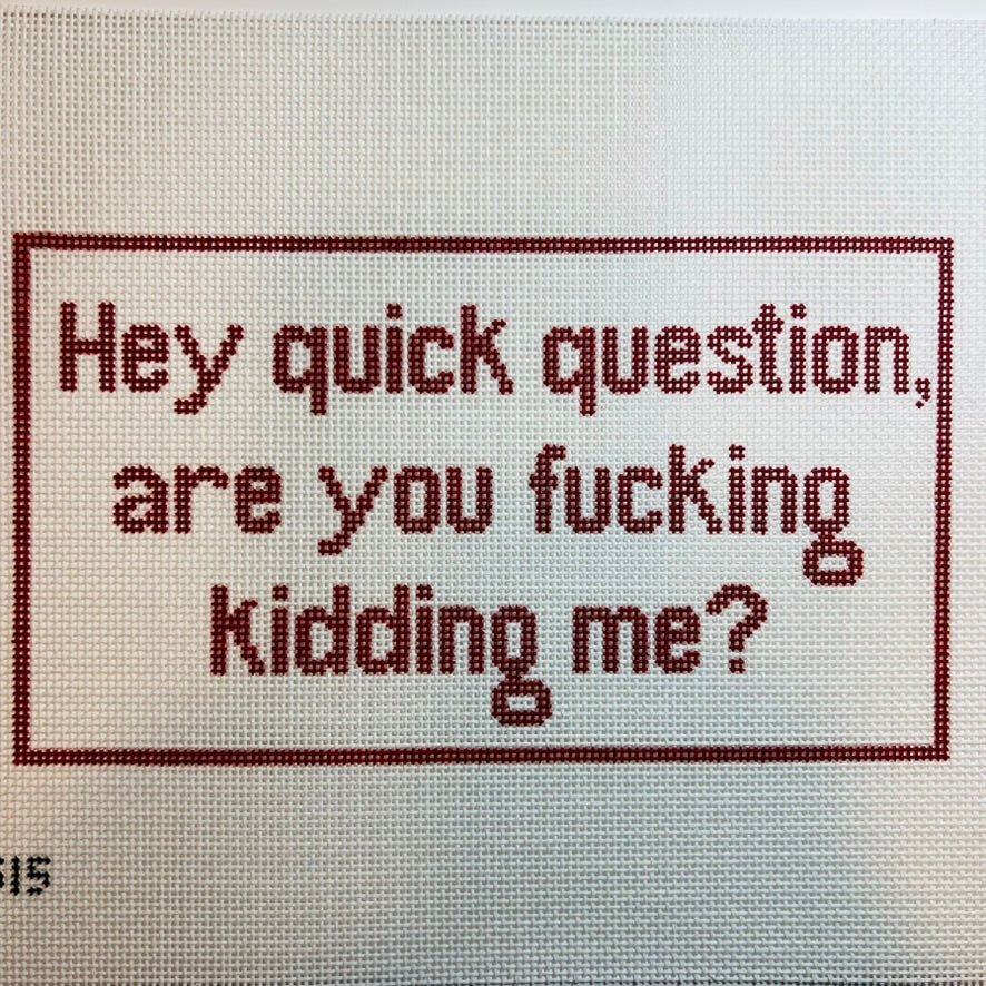Hey Quick Question needlepoint canvas - Bargello Needlepoint