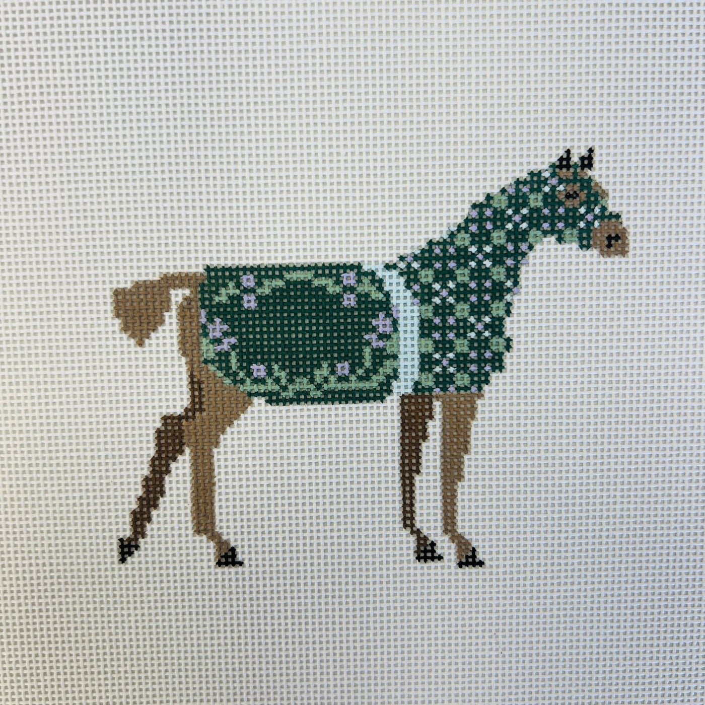 Horse Collection - Green needlepoint canvas - Bargello Needlepoint