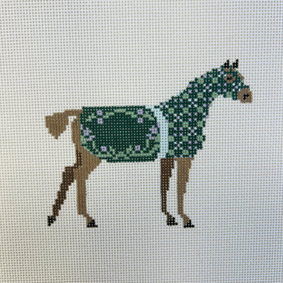 Horse Collection - Green needlepoint canvas - Bargello Needlepoint