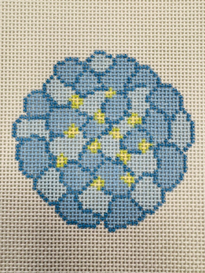 HYDRANGEAS BLUE 4X4 needlepoint canvas - Bargello Needlepoint