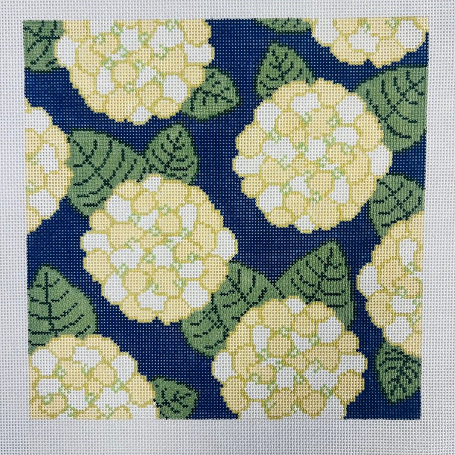HYDRANGEAS IVORY 10X10 needlepoint canvas - Bargello Needlepoint