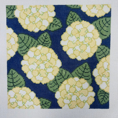 HYDRANGEAS IVORY 10X10 needlepoint canvas - Bargello Needlepoint