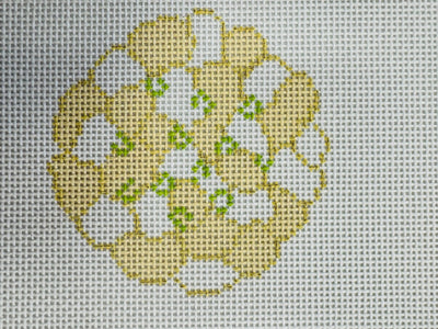 HYDRANGEAS IVORY 4X4 needlepoint canvas - Bargello Needlepoint
