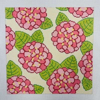 HYDRANGEAS PINK 10X10 needlepoint canvas - Bargello Needlepoint
