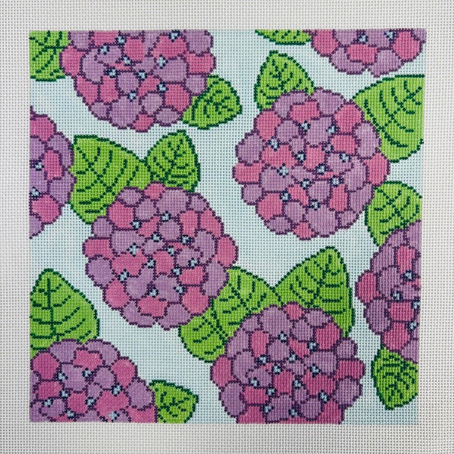 HYDRANGEAS PURPLE 10X10 needlepoint canvas - Bargello Needlepoint