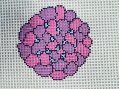 HYDRANGEAS PURPLE 4X4 needlepoint canvas - Bargello Needlepoint