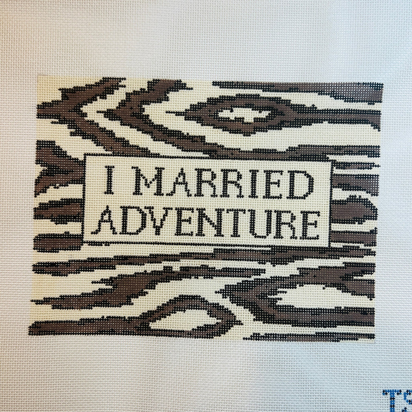 I Married Adventure Clutch needlepoint canvas - Bargello Needlepoint