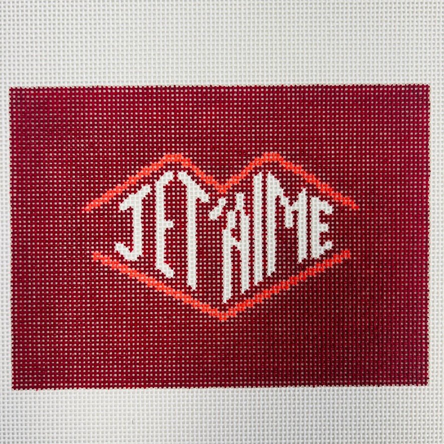 JE T’AIME 7X5 BURGUNDY needlepoint canvas - Bargello Needlepoint