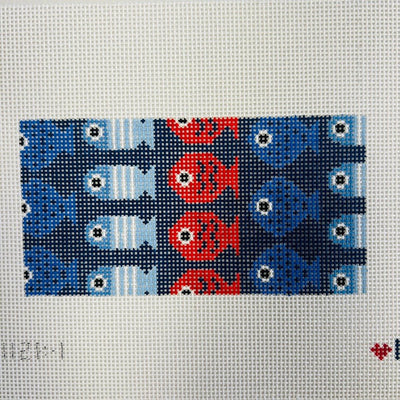 JUST KEEP SWIMMING (NAVY) 6X3 needlepoint canvas - Bargello Needlepoint