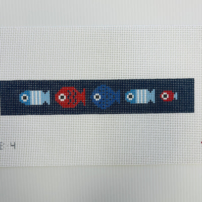 JUST KEEP SWIMMING (NAVY) FOB needlepoint canvas - Bargello Needlepoint