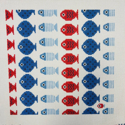 JUST KEEP SWIMMING (WHITE) 10X10 needlepoint canvas - Bargello Needlepoint