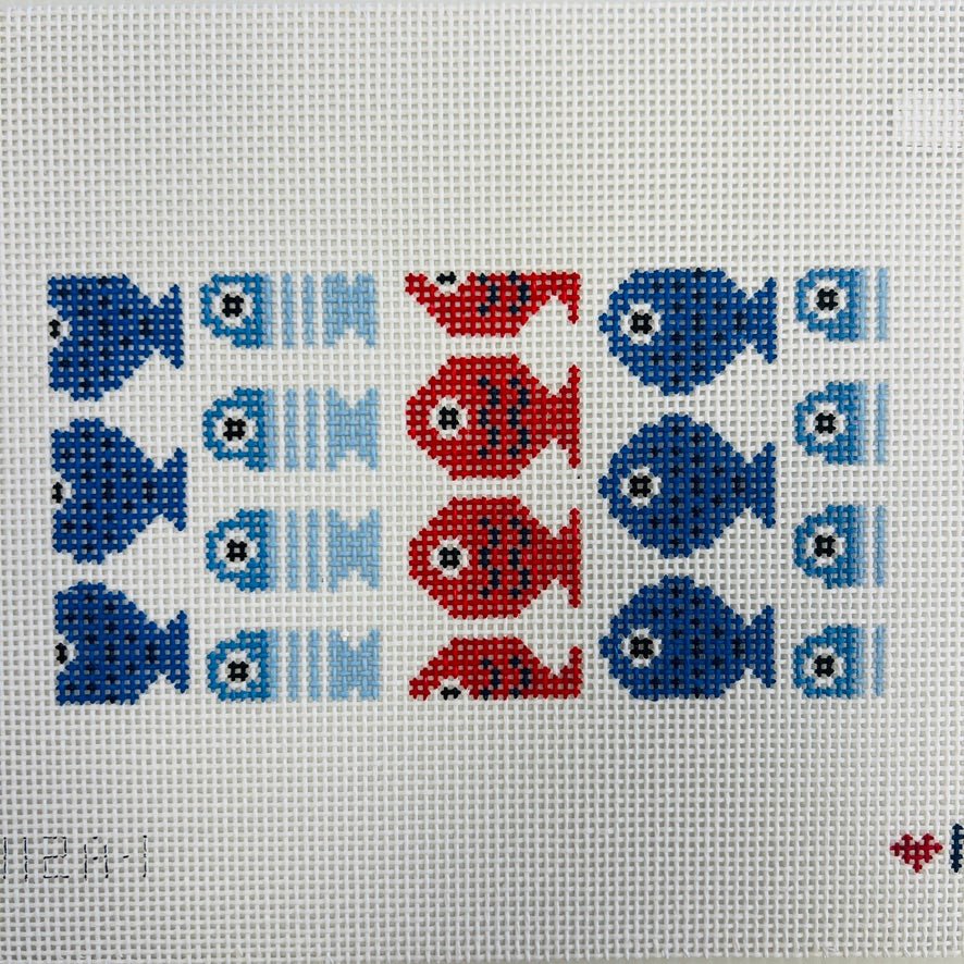 JUST KEEP SWIMMING (WHITE) 6X3 needlepoint canvas - Bargello Needlepoint