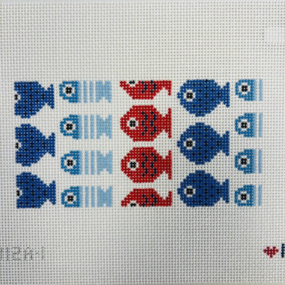 JUST KEEP SWIMMING (WHITE) 6X3 needlepoint canvas - Bargello Needlepoint