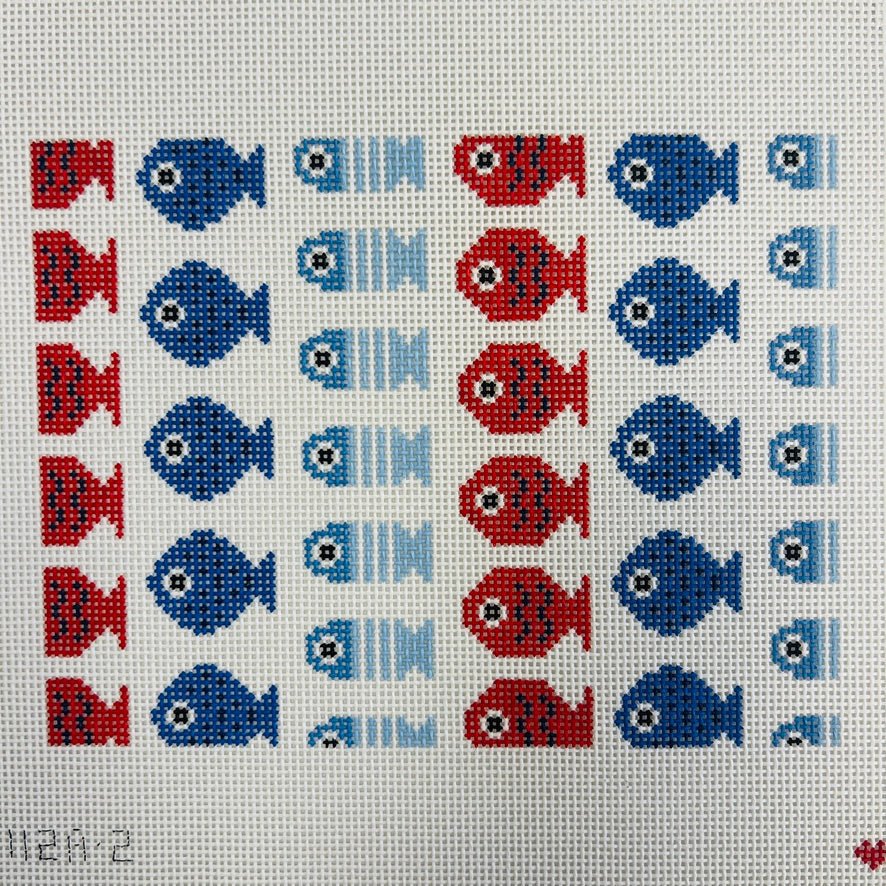 JUST KEEP SWIMMING (WHITE ) 8X6 needlepoint canvas - Bargello Needlepoint