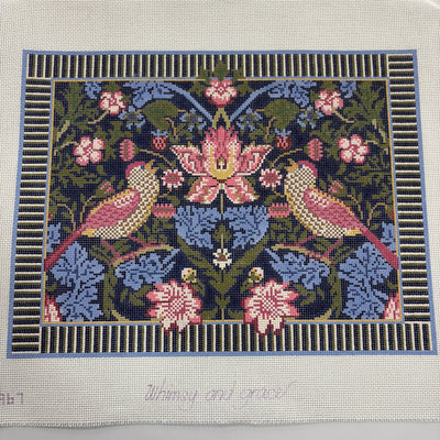Karen's Damask Birds & Flowers needlepoint canvas - Bargello Needlepoint