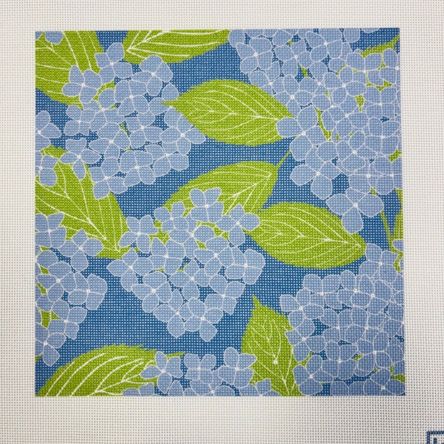 KN66 Blue Hydrangea 8x8 18M needlepoint canvas - Bargello Needlepoint