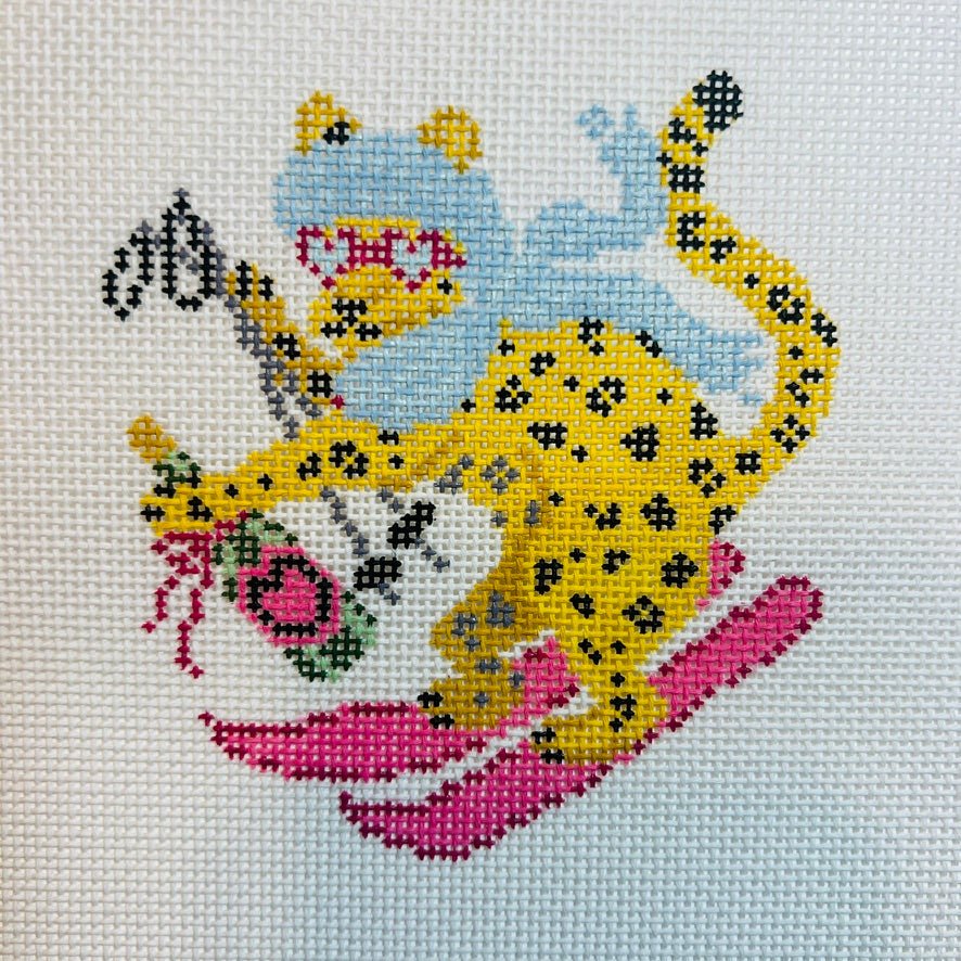 La Dolce Vita - Alpine Cheetah needlepoint canvas - Bargello Needlepoint