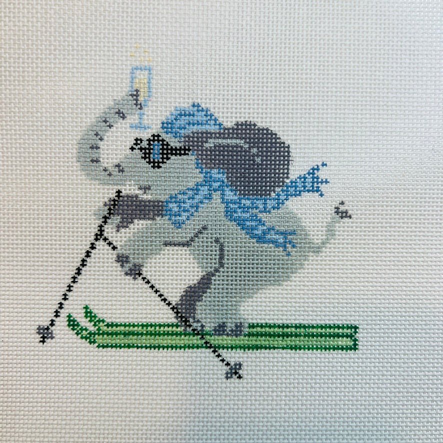La Dolce Vita - Alpine Elephant needlepoint canvas - Bargello Needlepoint