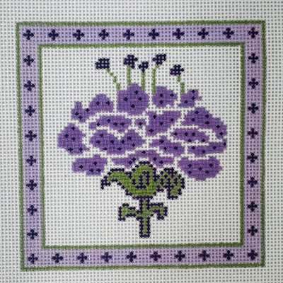 Lavender Peony Coaster needlepoint canvas - Bargello Needlepoint