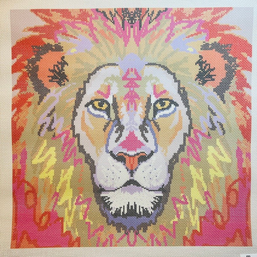 Leander Lion 13 Mesh  needlepoint canvas - Bargello Needlepoint