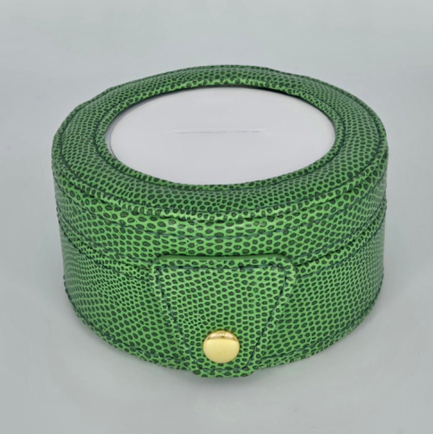 Leather 4" Round Gift Boxes with Brass Snap needlepoint canvas - Bargello Needlepoint