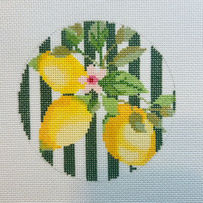 Lemons Round needlepoint canvas - Bargello Needlepoint
